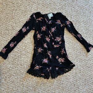 Mia chica girls long sleeve shorts floral romper